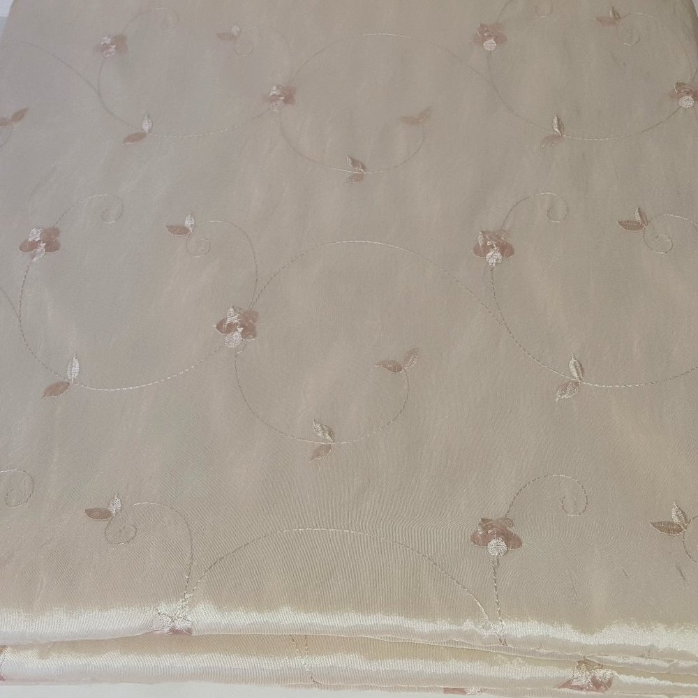Fabric Tablecloth 128" Round Machine Embroidered Formal